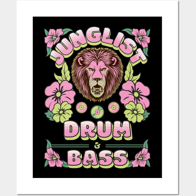 JUNGLIST  - Tropical Drum & Bass Pink Lion Wall Art by DISCOTHREADZ 